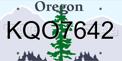 KQO7642 Oregon License Plate