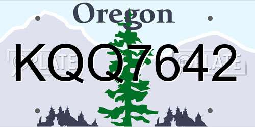 KQQ7642 Oregon License Plate
