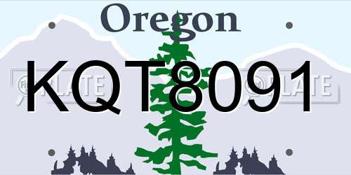 KQT8091 Oregon License Plate