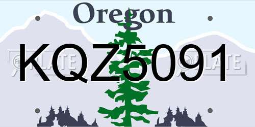 KQZ5091 Oregon License Plate