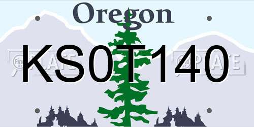 KS0T140 Oregon License Plate