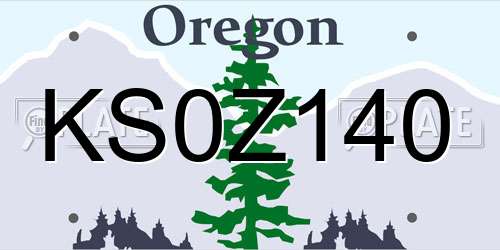 KS0Z140 Oregon License Plate