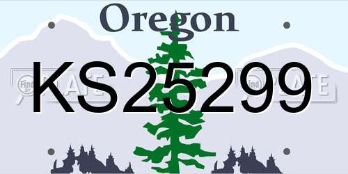 KS25299 Oregon License Plate