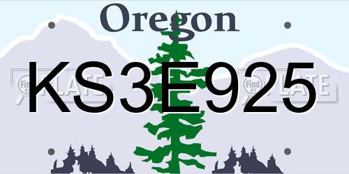 KS3E925 Oregon License Plate