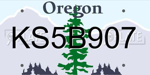 KS5B907 Oregon License Plate