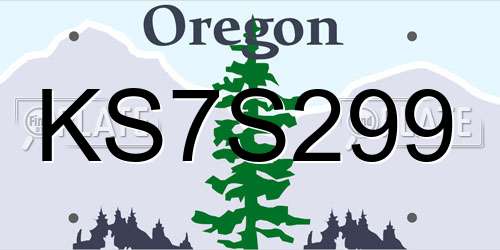 KS7S299 Oregon License Plate