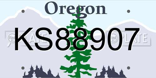 KS88907 Oregon License Plate