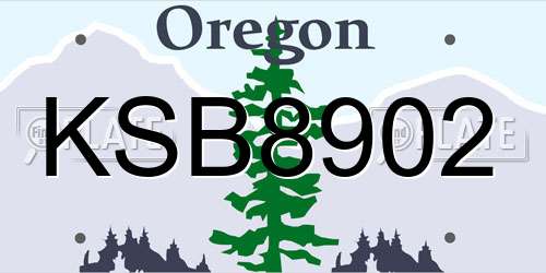 KSB8902 Oregon License Plate