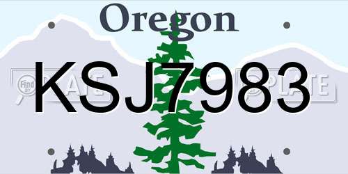 KSJ7983 Oregon License Plate