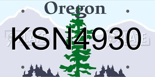 KSN4930 Oregon License Plate