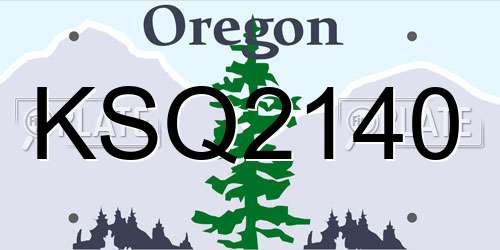 KSQ2140 Oregon License Plate