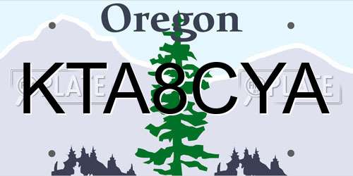 KTA8CYA Oregon License Plate