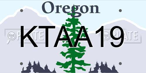 KTAA19 Oregon License Plate