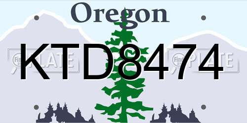 KTD8474 Oregon License Plate