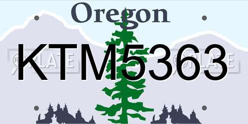 KTM5363 Oregon License Plate
