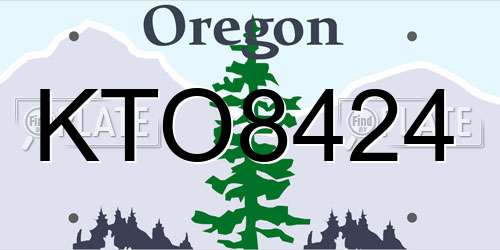 KTO8424 Oregon License Plate
