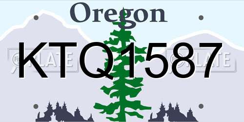 KTQ1587 Oregon License Plate