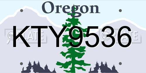 KTY9536 Oregon License Plate
