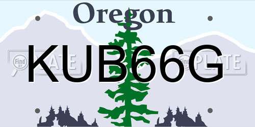 KUB66G Oregon License Plate