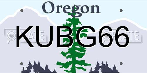 KUBG66 Oregon License Plate