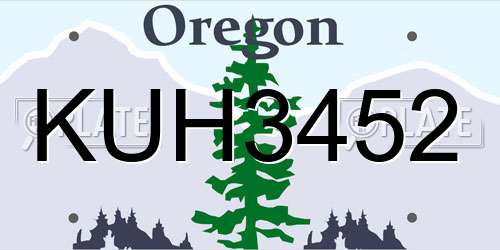 KUH3452 Oregon License Plate