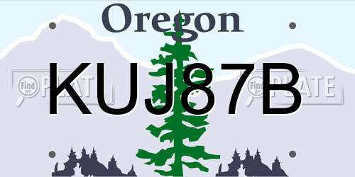 KUJ87B Oregon License Plate