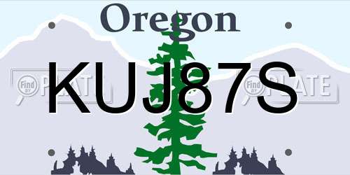 KUJ87S Oregon License Plate
