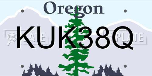 KUK38Q Oregon License Plate