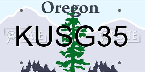 KUSG35 Oregon License Plate