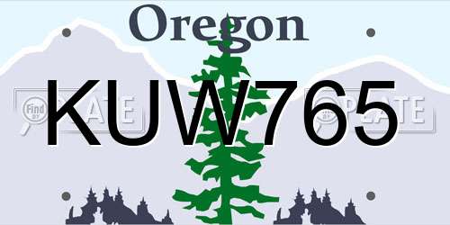 KUW765 Oregon License Plate