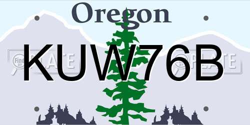 KUW76B Oregon License Plate
