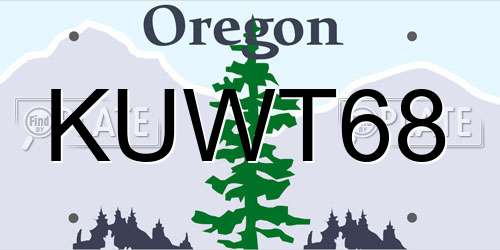 KUWT68 Oregon License Plate