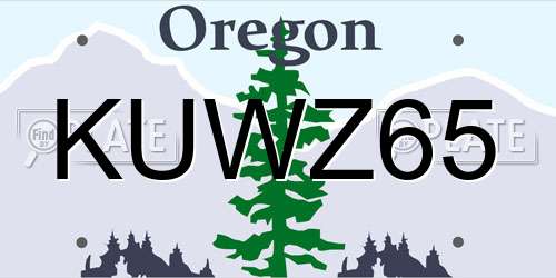KUWZ65 Oregon License Plate