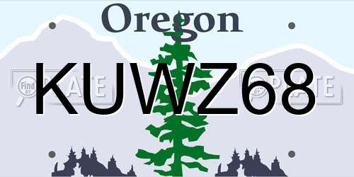 KUWZ68 Oregon License Plate