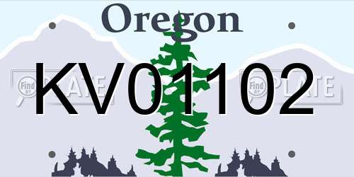 KV01102 Oregon License Plate