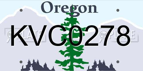 KVC0278 Oregon License Plate