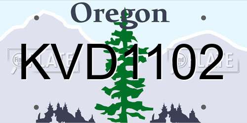 KVD1102 Oregon License Plate