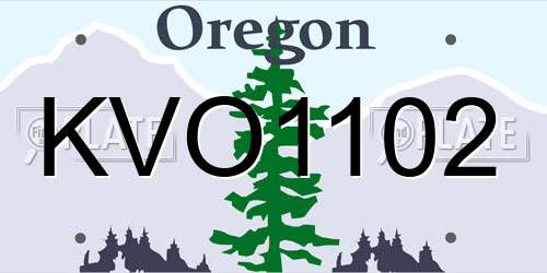 KVO1102 Oregon License Plate