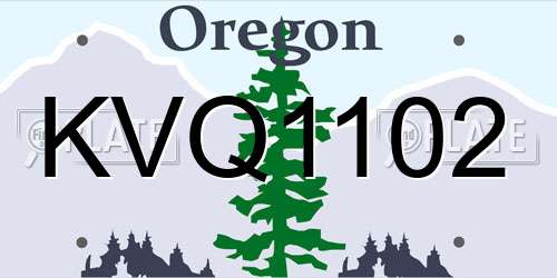 KVQ1102 Oregon License Plate