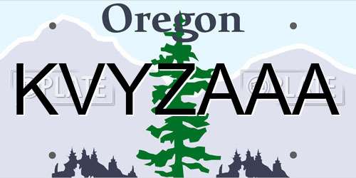 KVYZAAA Oregon License Plate