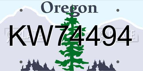 KW74494 Oregon License Plate