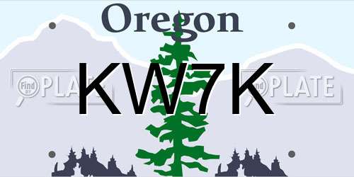 KW7K Oregon License Plate