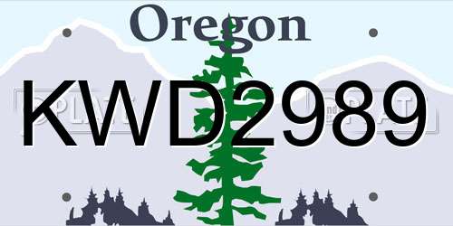 KWD2989 Oregon License Plate