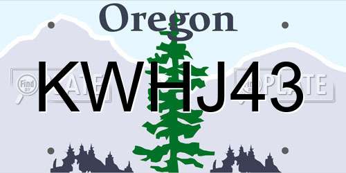 KWHJ43 Oregon License Plate