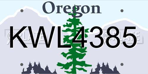 KWL4385 Oregon License Plate