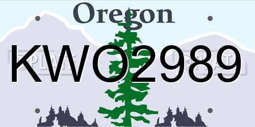 KWO2989 Oregon License Plate