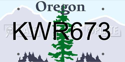 KWR673 Oregon License Plate