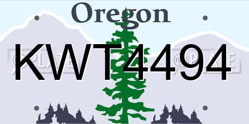 KWT4494 Oregon License Plate