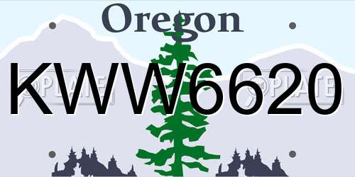 KWW6620 Oregon License Plate