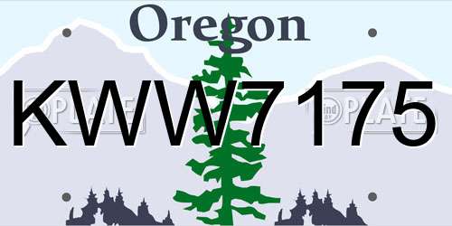 KWW7175 Oregon License Plate